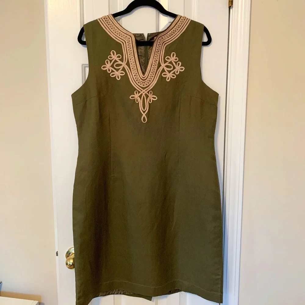 NWT!  APPRAISAL Sleeveless Olive Fully-lined Sheath, SZ 16 - Picture 2 of 14
